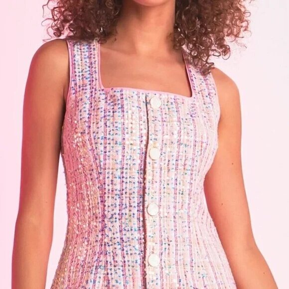 NWT Authentic Endless Rose Sequin Tweed Mini Dress With Pearlescent Butt… - Picture 4 of 10